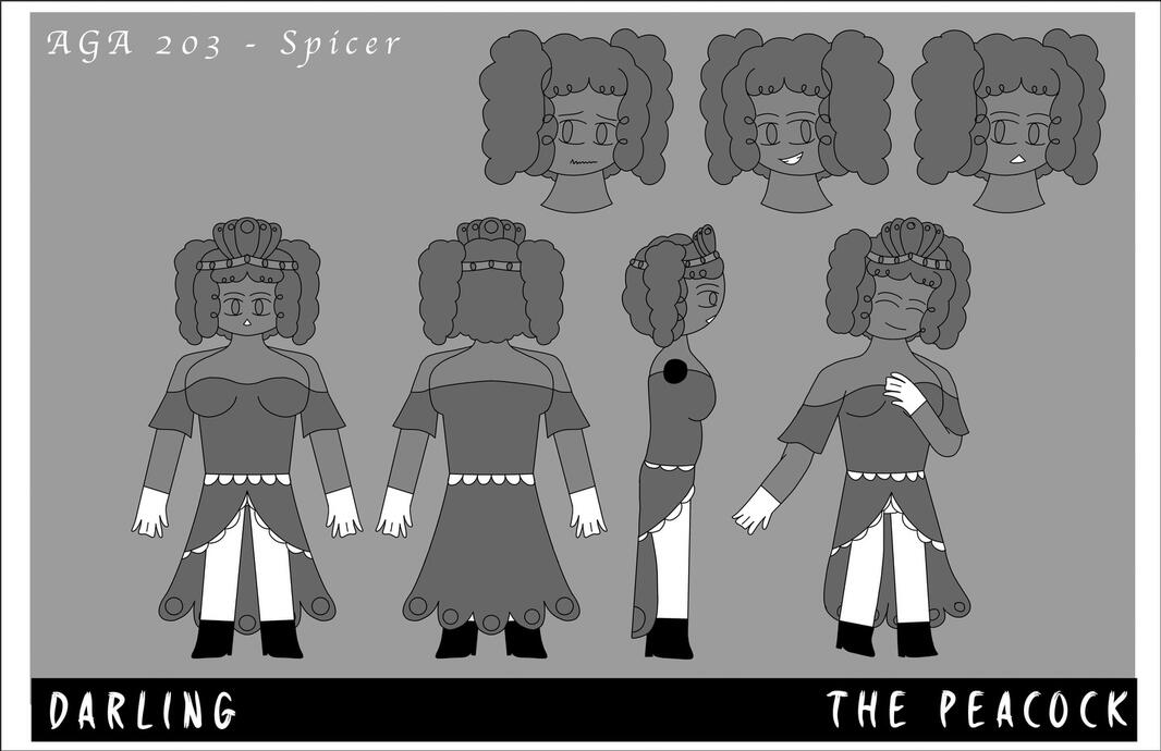 Darling. Darling was designed for Floaty Animations Studio's The Peacock animatic.