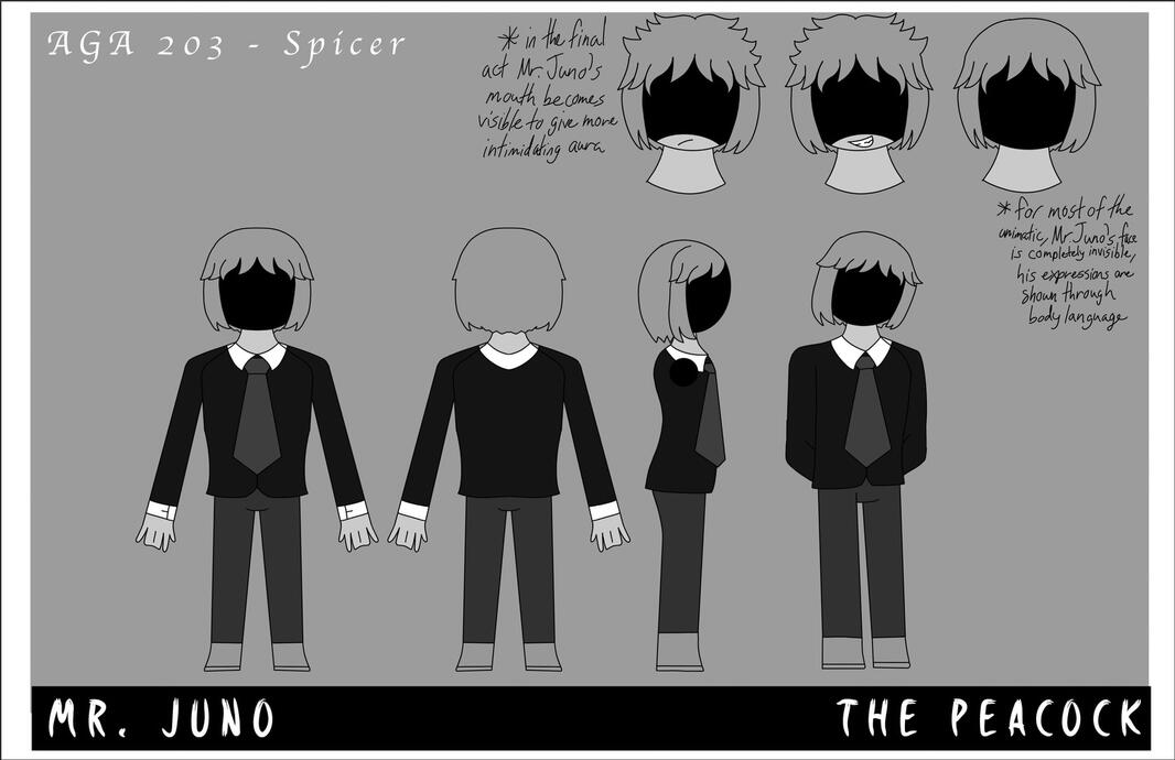 Mr. Juno. Mr. Juno was designed for Floaty Animations Studio's The Peacock animatic.