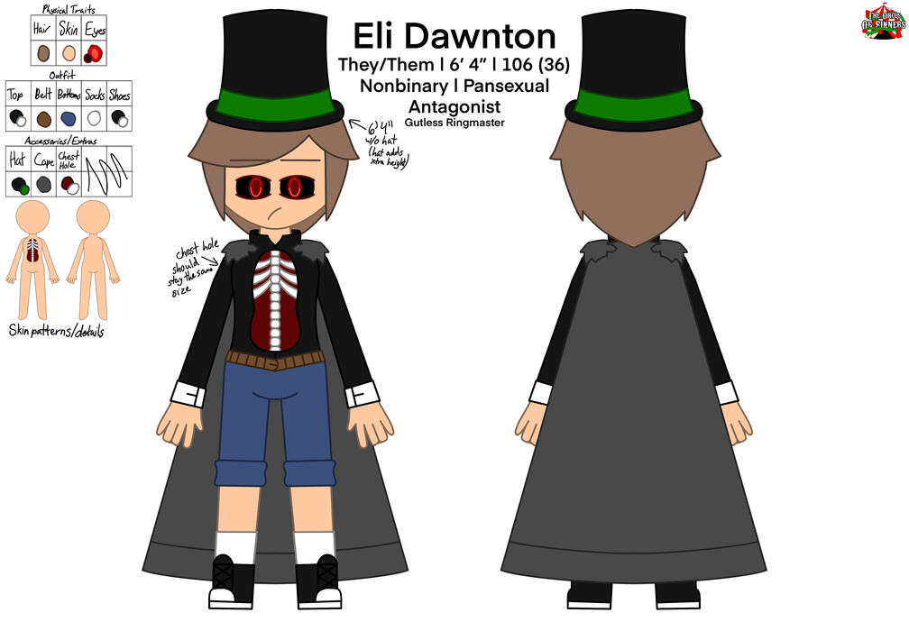 Eli Dawnton. Eli was designed for my indie animated series, The Circus of Sinners.
