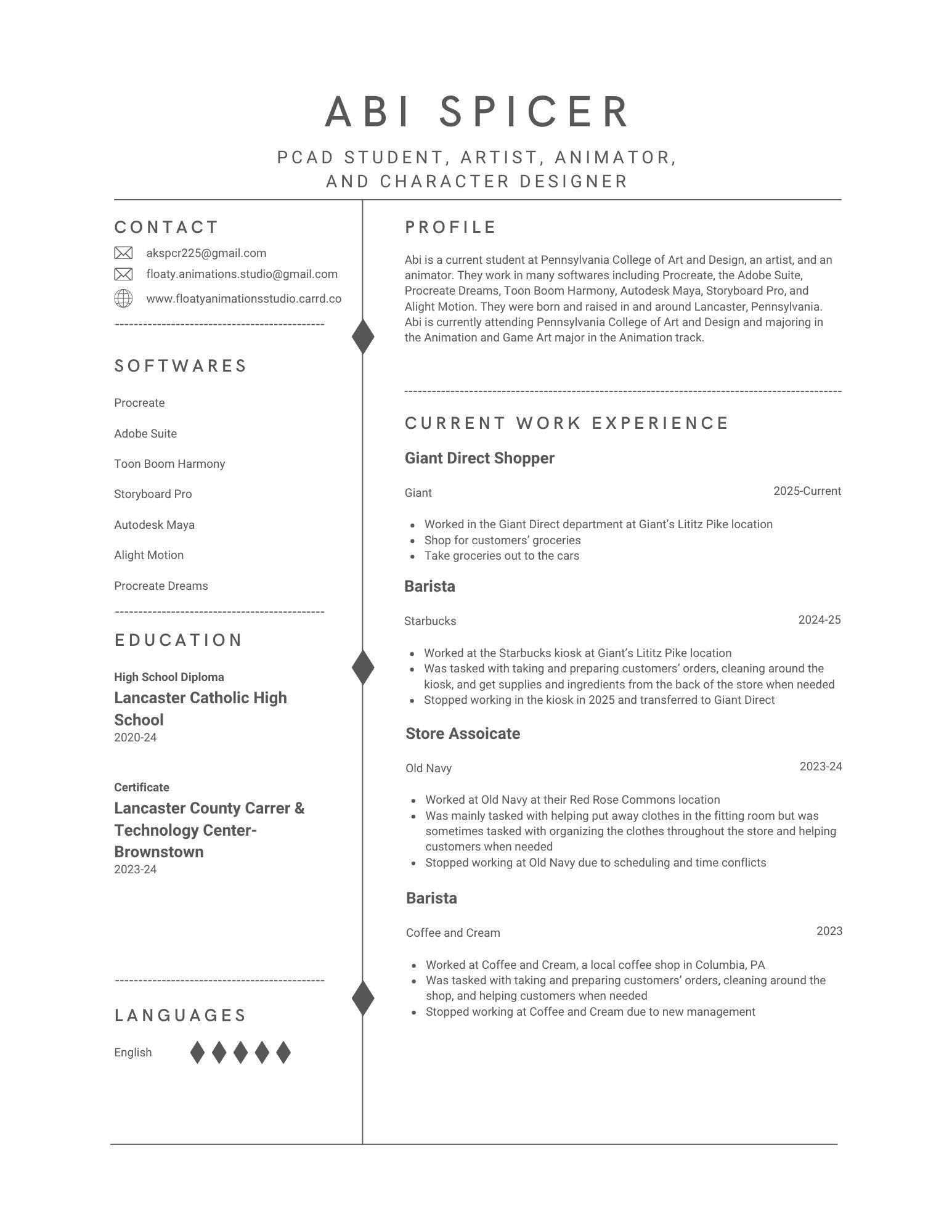 Abi/Floaty's Resume