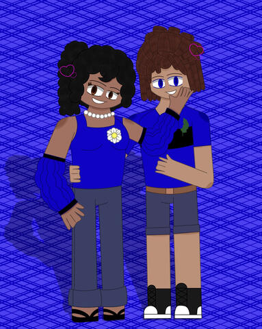 The Fern and the Daisy. The image depicts Ethan Deoson from The Circus of Sinners posing with his wife, Ella. (Procreate, 2025)