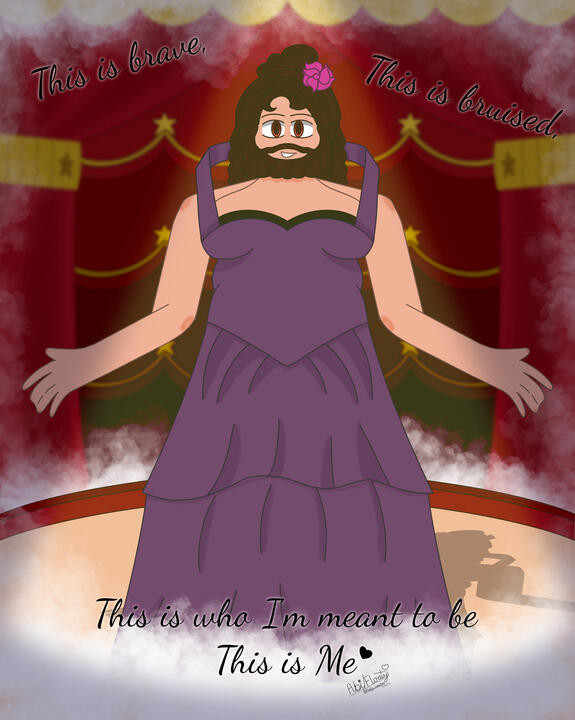 This is Me (Lettie Lutz). The image depicts Lettie Lutz from The Greatest Showman in the middle of the circus ring. (Procreate, 2026)