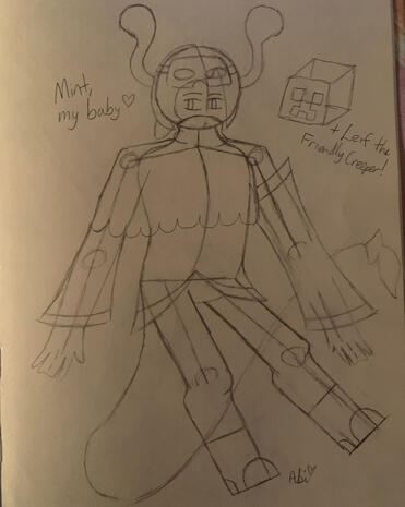 This sketch is of a Minecraft oc named Mint