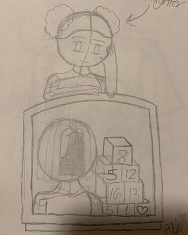 This sketch is the sketch for Amanda the Adventurer pixel art.