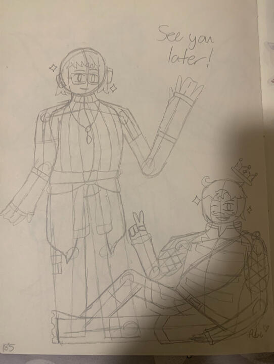 This sketch is a sketch of my sona and Remus Sanders made for the end of my sketchbook.