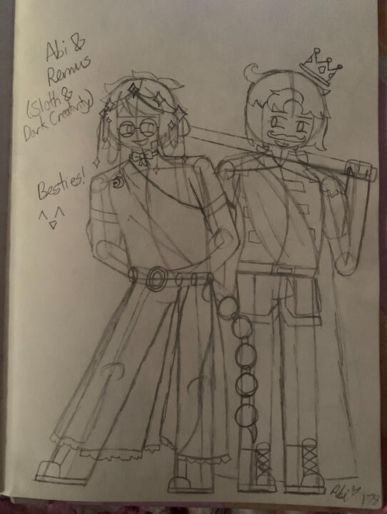 This sketch is a sketch of my Sanders Sides self insert oc and Remus Sanders.