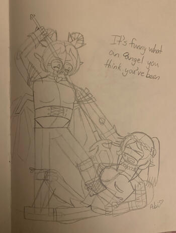 This sketch is the sketch for Self Proclaimed Angel.
