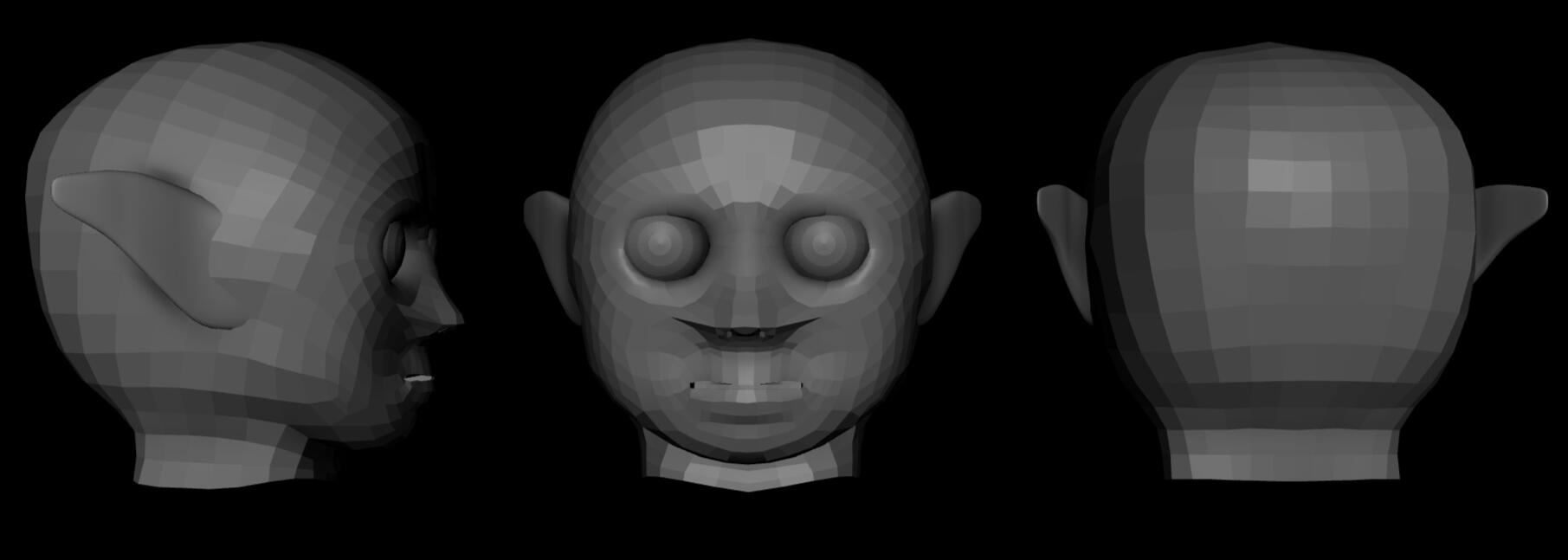 A model of a human head made for my Computer Animation 3 midterm